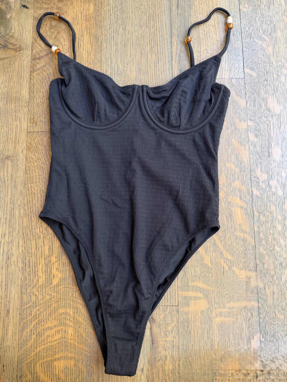 TJ SWIM Black Textured One-Piece Swimsuit